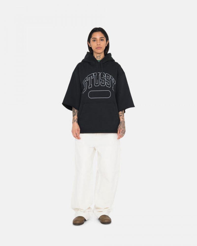 Hanorac cu Gluga Barbati Stussy Ss Boxy Cropped Hoodie Negrii | BLD-0959