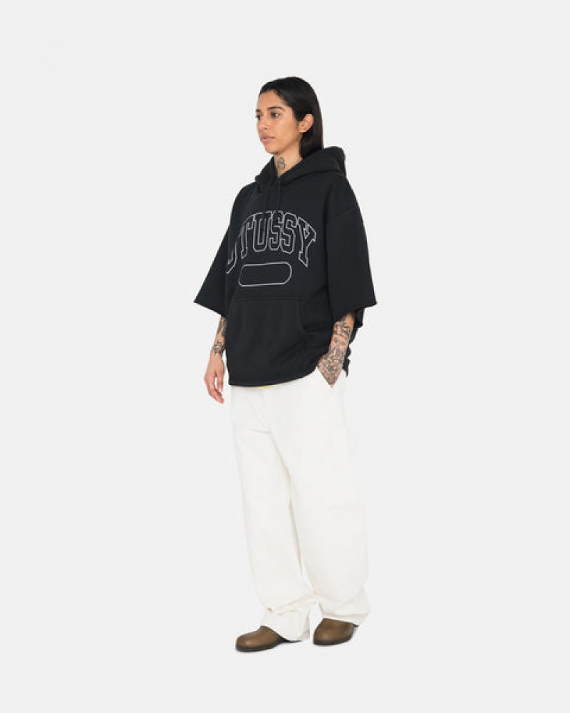 Hanorac cu Gluga Barbati Stussy Ss Boxy Cropped Hoodie Negrii | BLD-0959