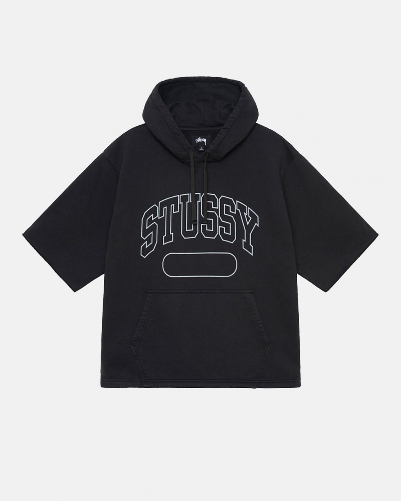 Hanorac cu Gluga Barbati Stussy Ss Boxy Cropped Hoodie Negrii | BLD-0959