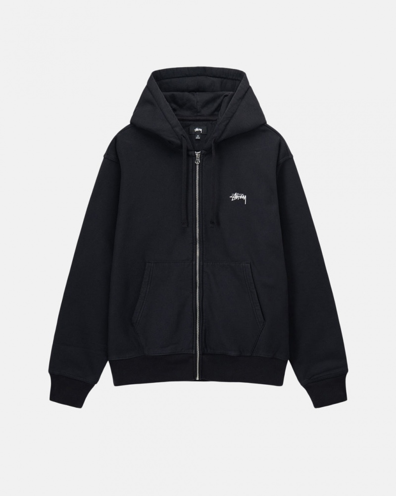 Hanorac cu Gluga Barbati Stussy Stock Logo Zip Hoodie Negrii | TSN-7261