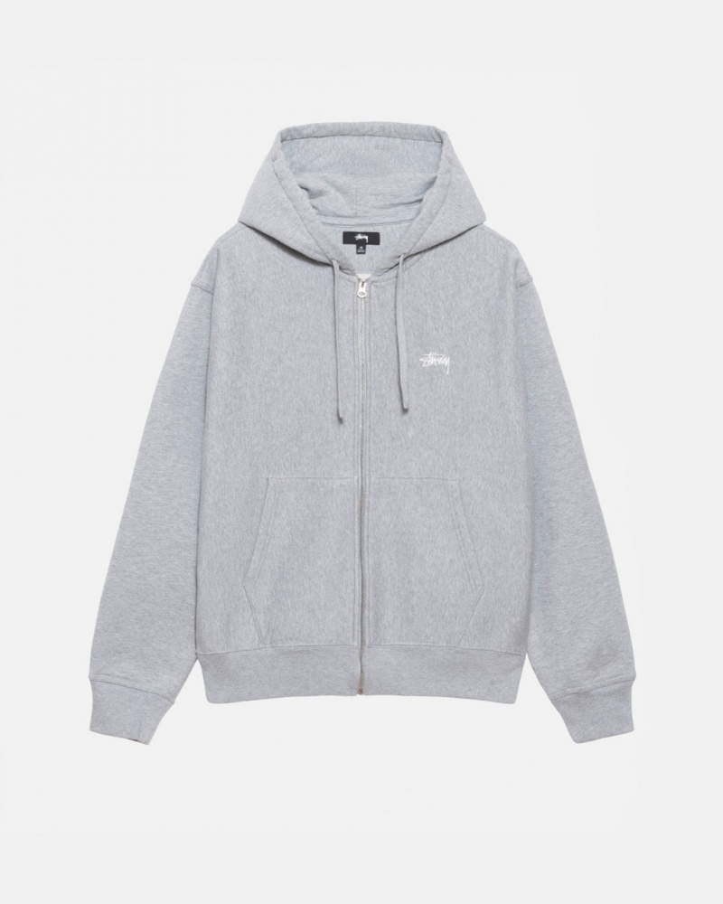 Hanorac cu Gluga Barbati Stussy Stock Logo Zip Hoodie Gri | WYC-4465