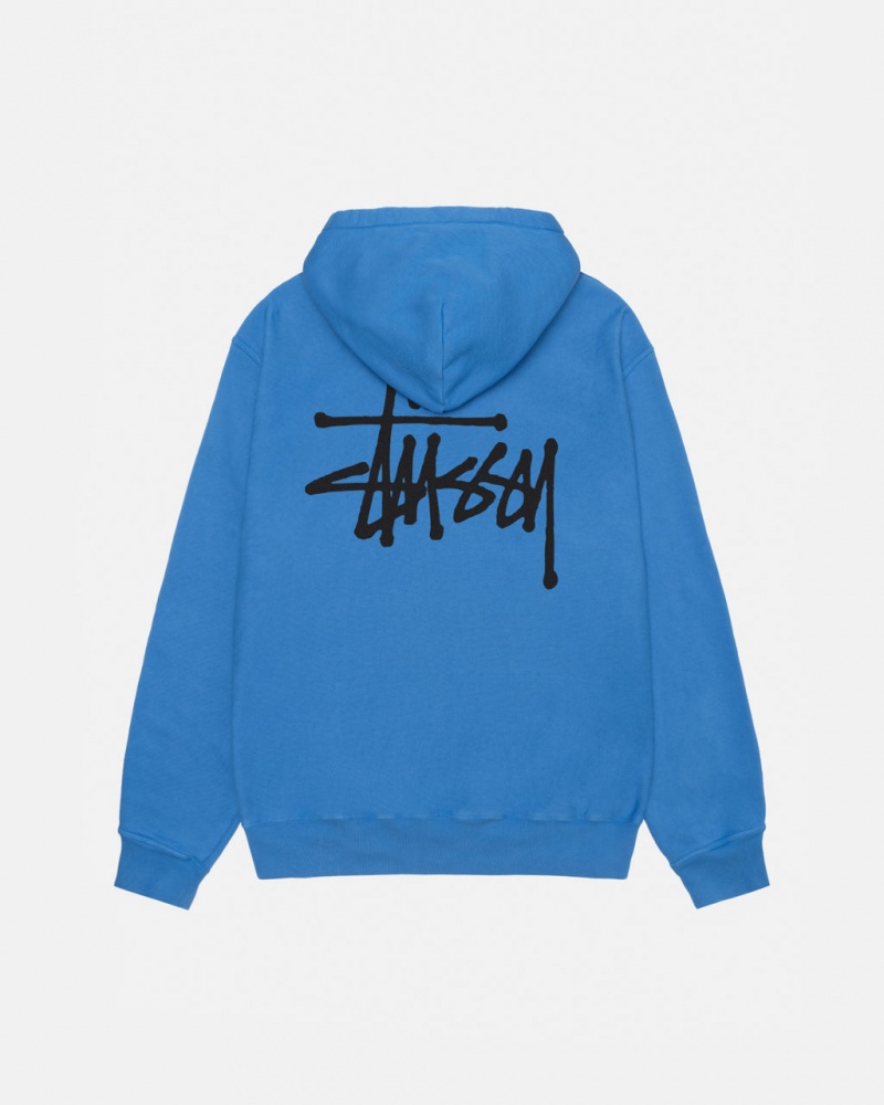 Hanorac cu Gluga Dama Stussy Basic Stussy Hoodie Pigment Dyed Albastri | KUF-6923