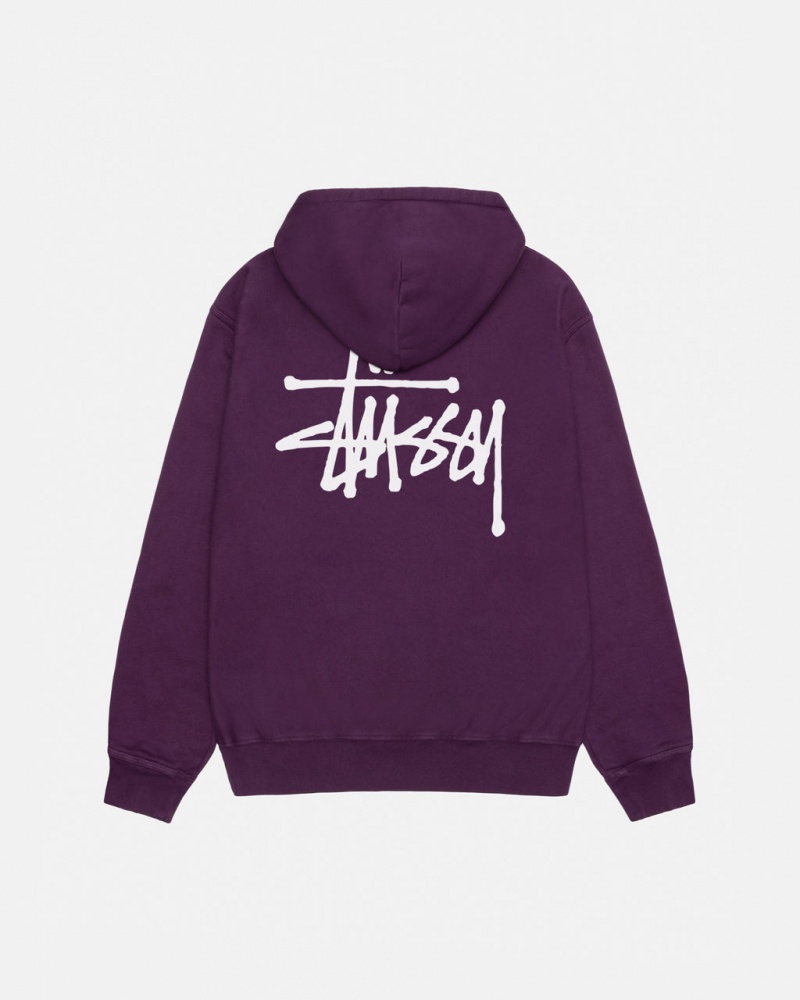 Hanorac cu Gluga Dama Stussy Basic Stussy Hoodie Pigment Dyed Violet | TJM-1056