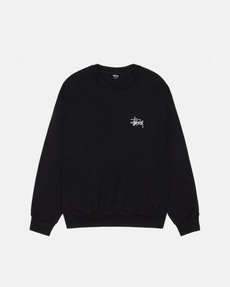 Hanorace Barbati Stussy Basic Stüssy Pigment Dyed Crew Negrii | IQH-4270