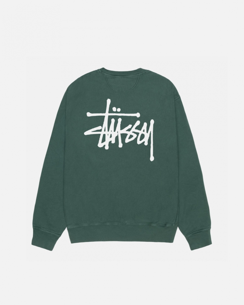 Hanorace Barbati Stussy Basic Stussy Crew Pigment Dyed Verzi | XCJ-7999