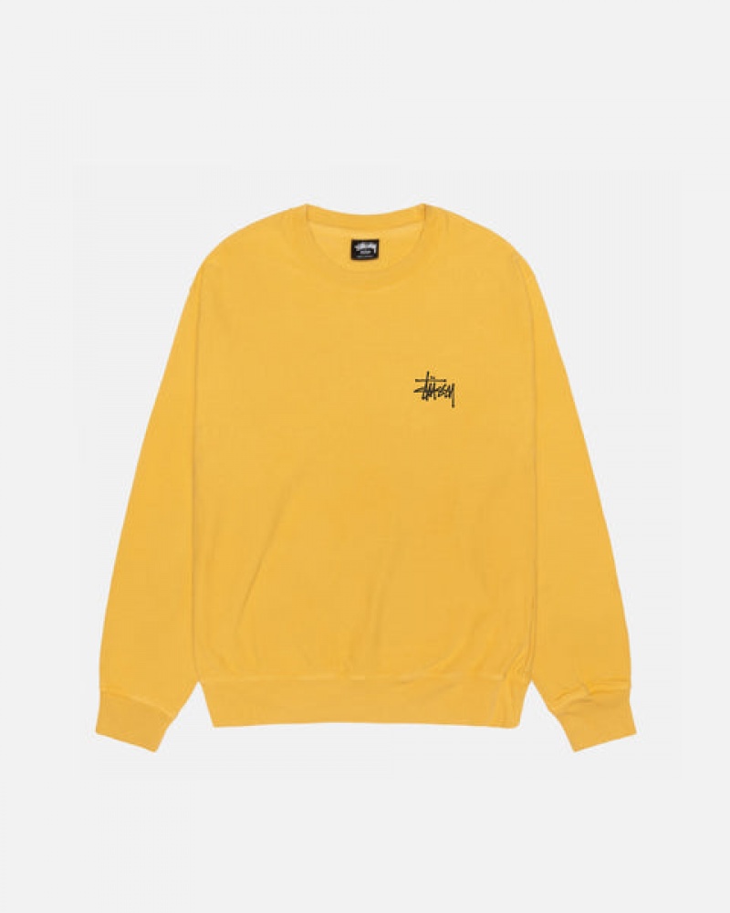 Hanorace Barbati Stussy Basic Stussy Crew Pigment Dyed Galbeni | CIT-6031