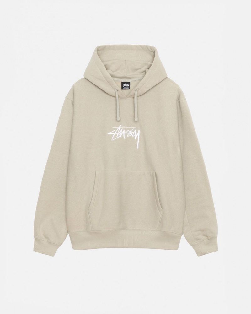 Hanorace Barbati Stussy Stock Logo Applique Hood Kaki | HZV-3237