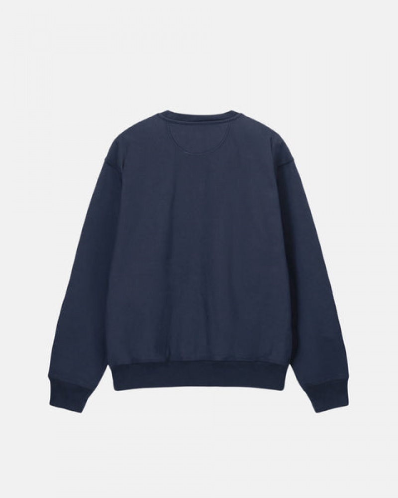 Hanorace Dama Stussy Overdyed Stock Logo Crew Bleumarin | HYV-7667