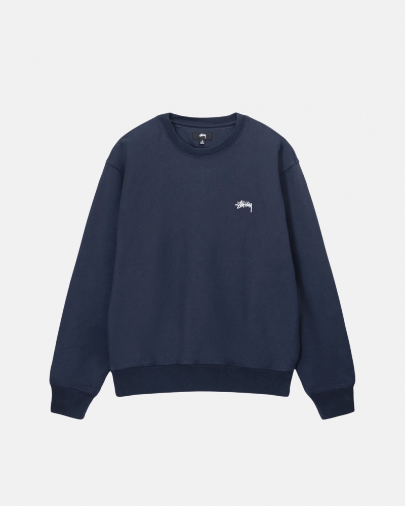 Hanorace Dama Stussy Overdyed Stock Logo Crew Bleumarin | HYV-7667