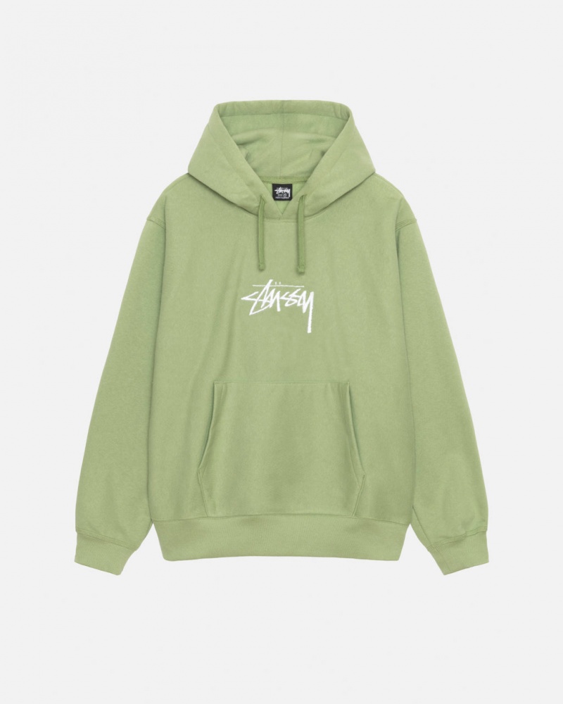 Hanorace Dama Stussy Stock Logo Applique Hood Verzi | VSW-1189