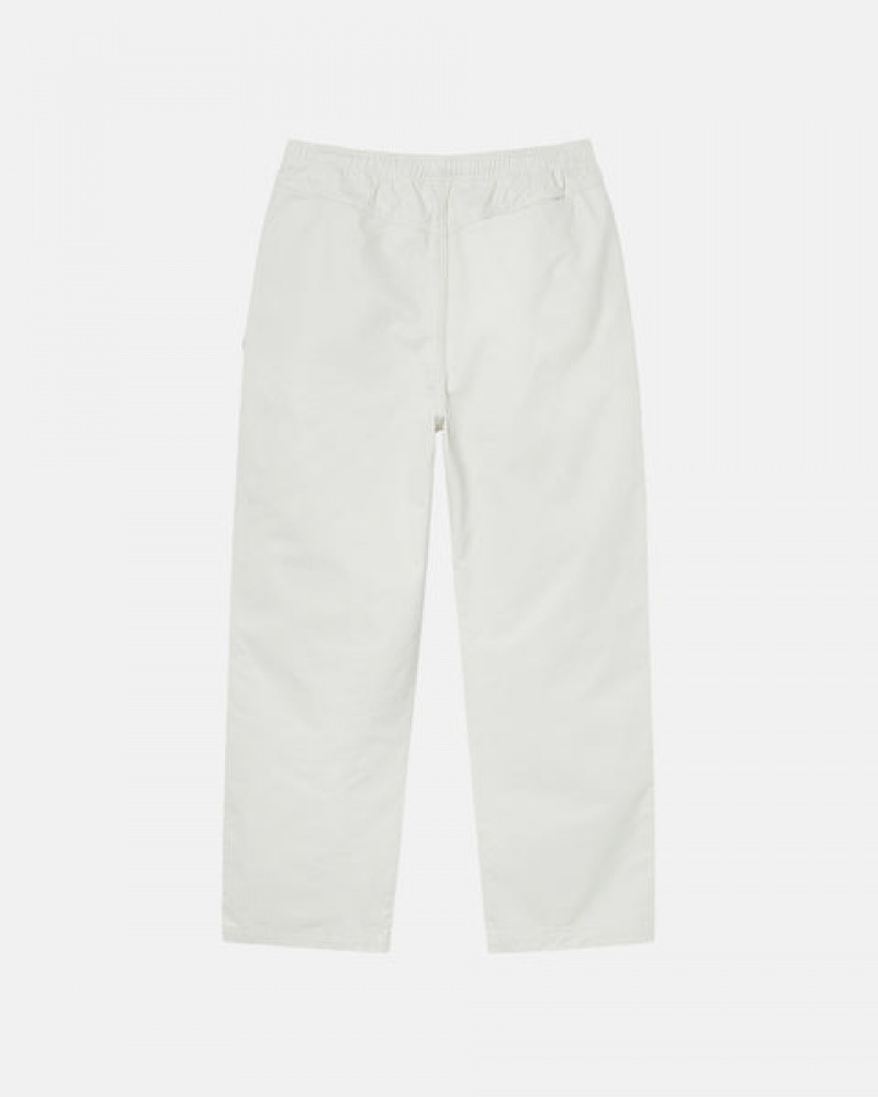 Pantaloni Barbati Stussy Beach Pant Brushed Bumbac Bej | EYC-9431