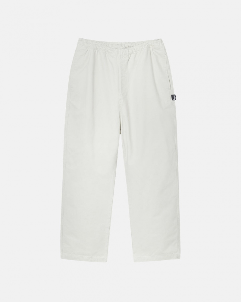 Pantaloni Barbati Stussy Beach Pant Brushed Bumbac Bej | EYC-9431