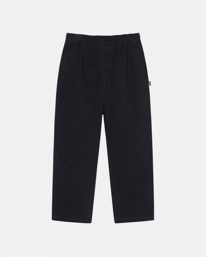 Pantaloni Barbati Stussy Beach Pant Brushed Bumbac Negrii | THT-0295