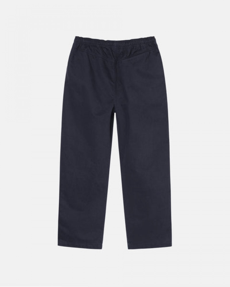 Pantaloni Barbati Stussy Beach Pant Brushed Bumbac Bleumarin | FLV-7618