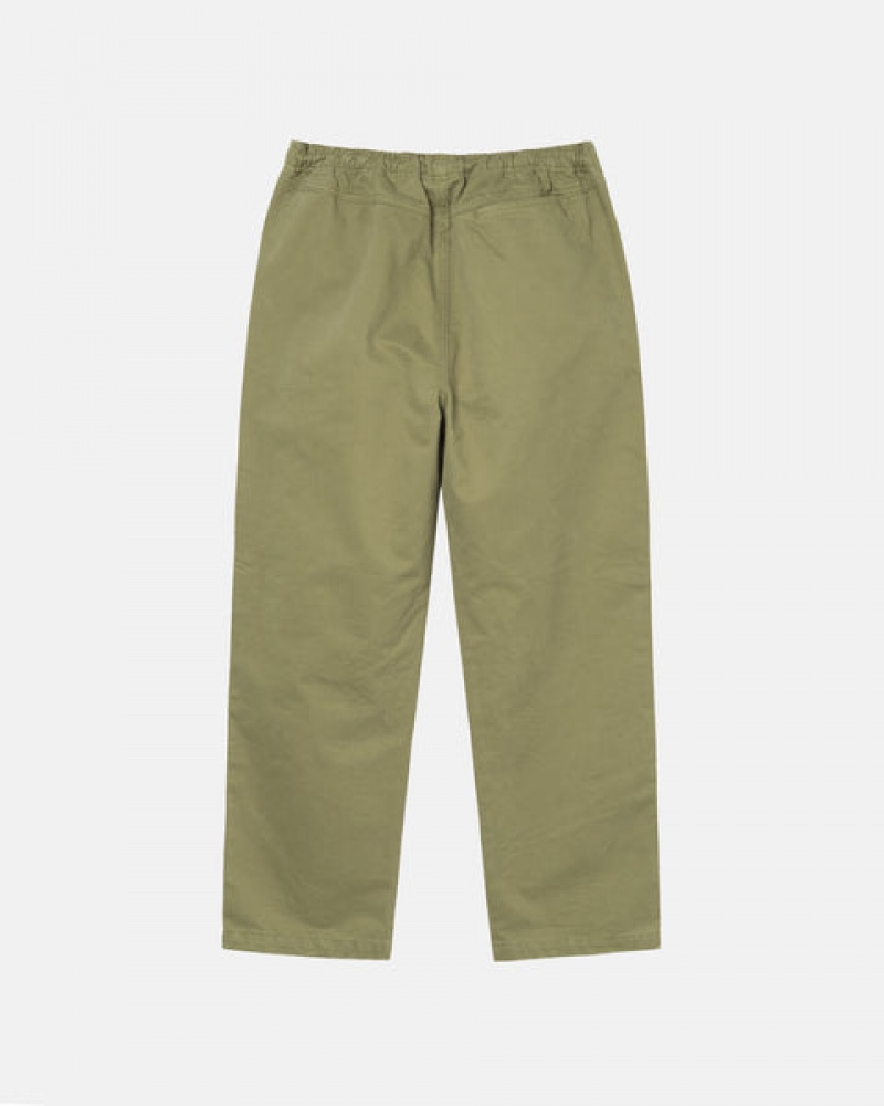 Pantaloni Barbati Stussy Beach Pant Brushed Bumbac Masline Verzi | JAT-1984