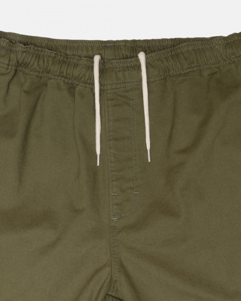 Pantaloni Barbati Stussy Beach Pant Brushed Bumbac Masline Verzi | JAT-1984