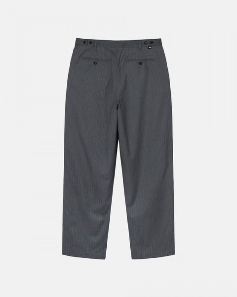 Pantaloni Barbati Stussy Stripe Volume Plisat Trouser Gri | OCY-4733