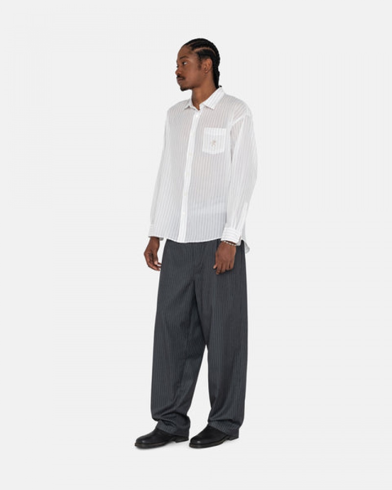 Pantaloni Barbati Stussy Stripe Volume Plisat Trouser Gri | OCY-4733