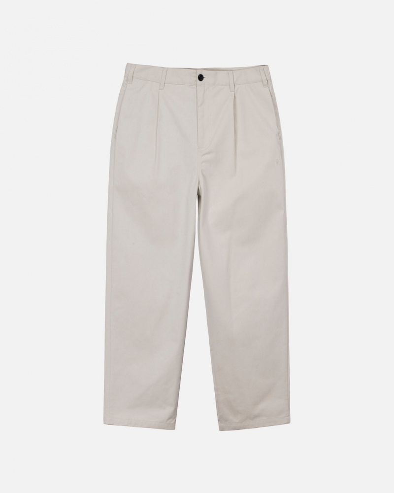 Pantaloni Barbati Stussy Twill Volume Plisat Trouser Bej | RWM-1850