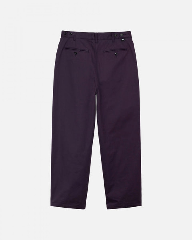 Pantaloni Barbati Stussy Twill Volume Plisat Trouser Violet | SVI-1936