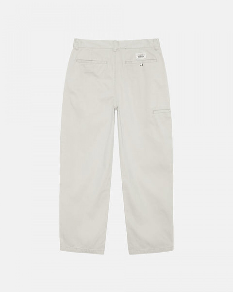 Pantaloni Barbati Stussy Workgear Trouser Twill Albi | KIA-3808