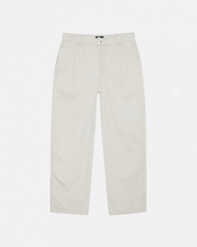 Pantaloni Barbati Stussy Workgear Trouser Twill Albi | KIA-3808