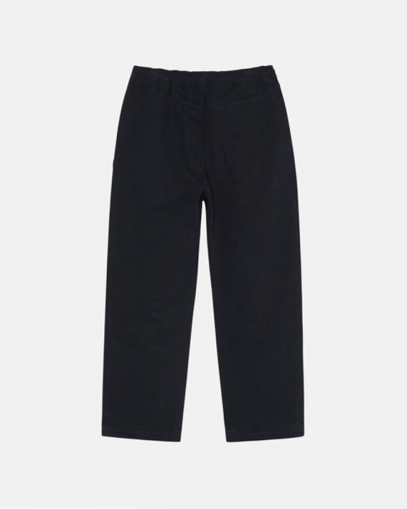 Pantaloni Dama Stussy Beach Pant Brushed Bumbac Negrii | BJI-7462