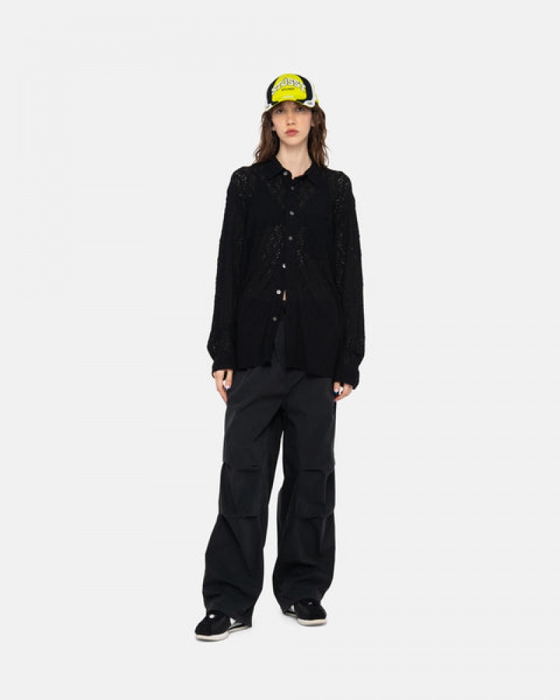 Pantaloni Dama Stussy Nyco Over Trousers Negrii | PKY-6977