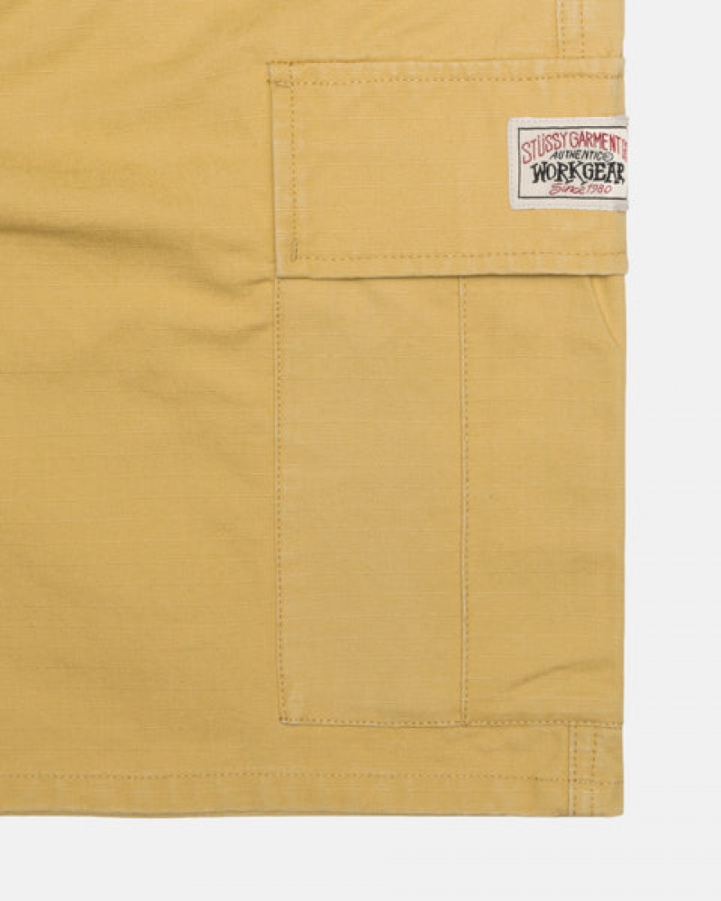 Pantaloni Scurti Barbati Stussy Ripstop Cargo Beach Scurte Galbeni | TZD-5805