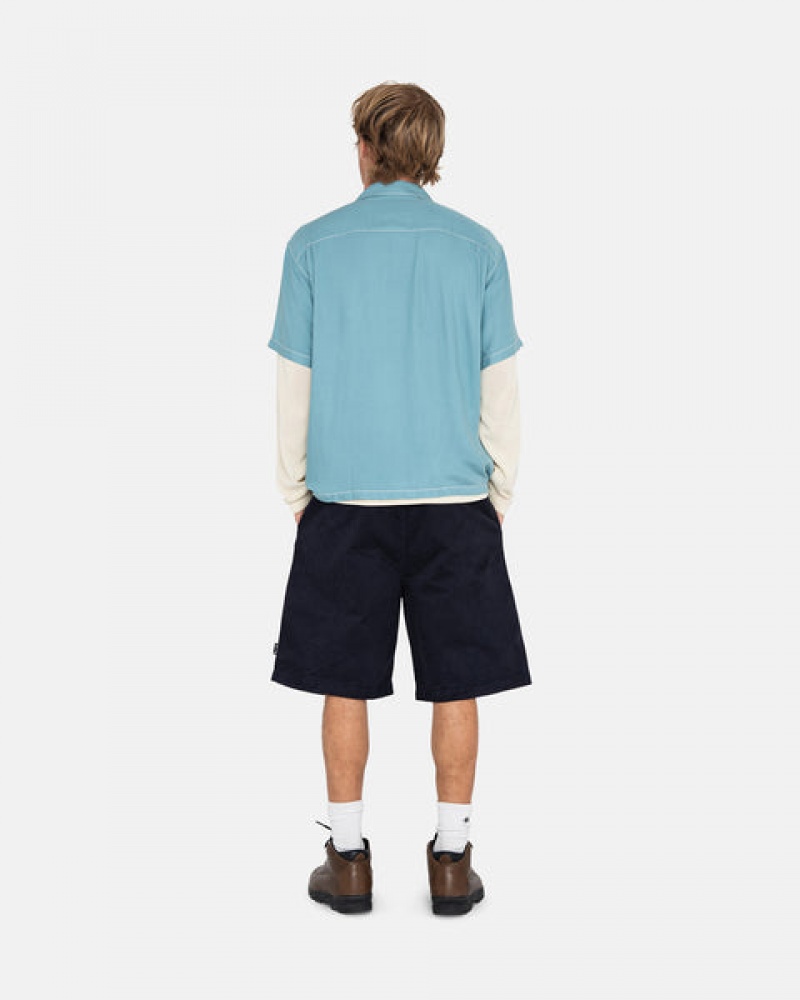 Pantaloni Scurti Dama Stussy Brushed Beach Scurte Bleumarin | JOF-3897