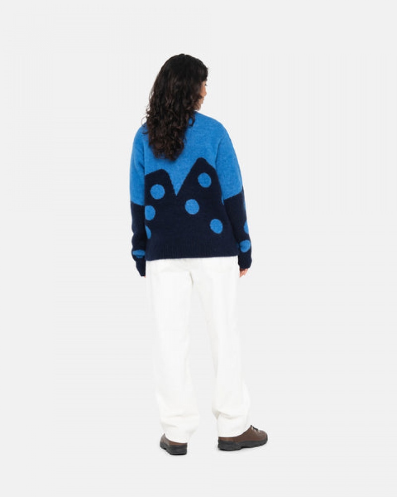 Pulovere Barbati Stussy Dice Fuzzy Crew Albastri | OJJ-8575