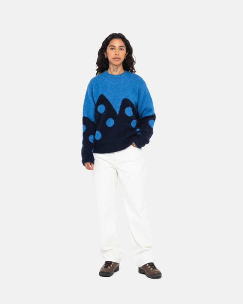 Pulovere Barbati Stussy Dice Fuzzy Crew Albastri | OJJ-8575