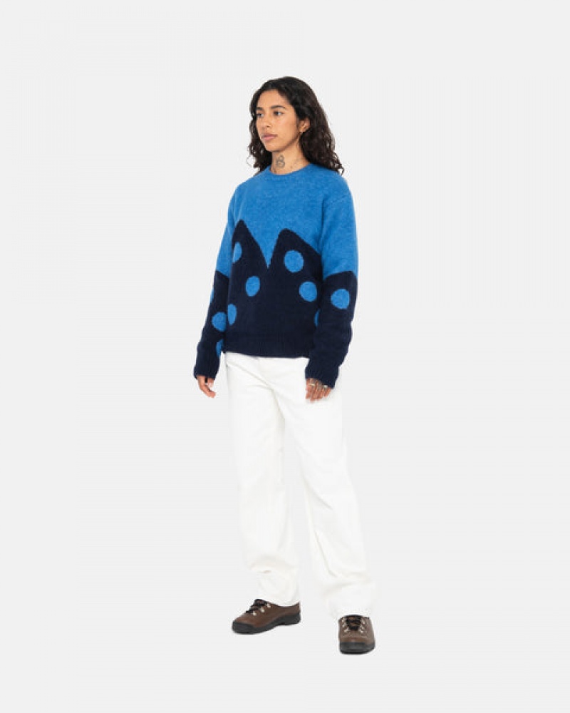 Pulovere Barbati Stussy Dice Fuzzy Crew Albastri | OJJ-8575