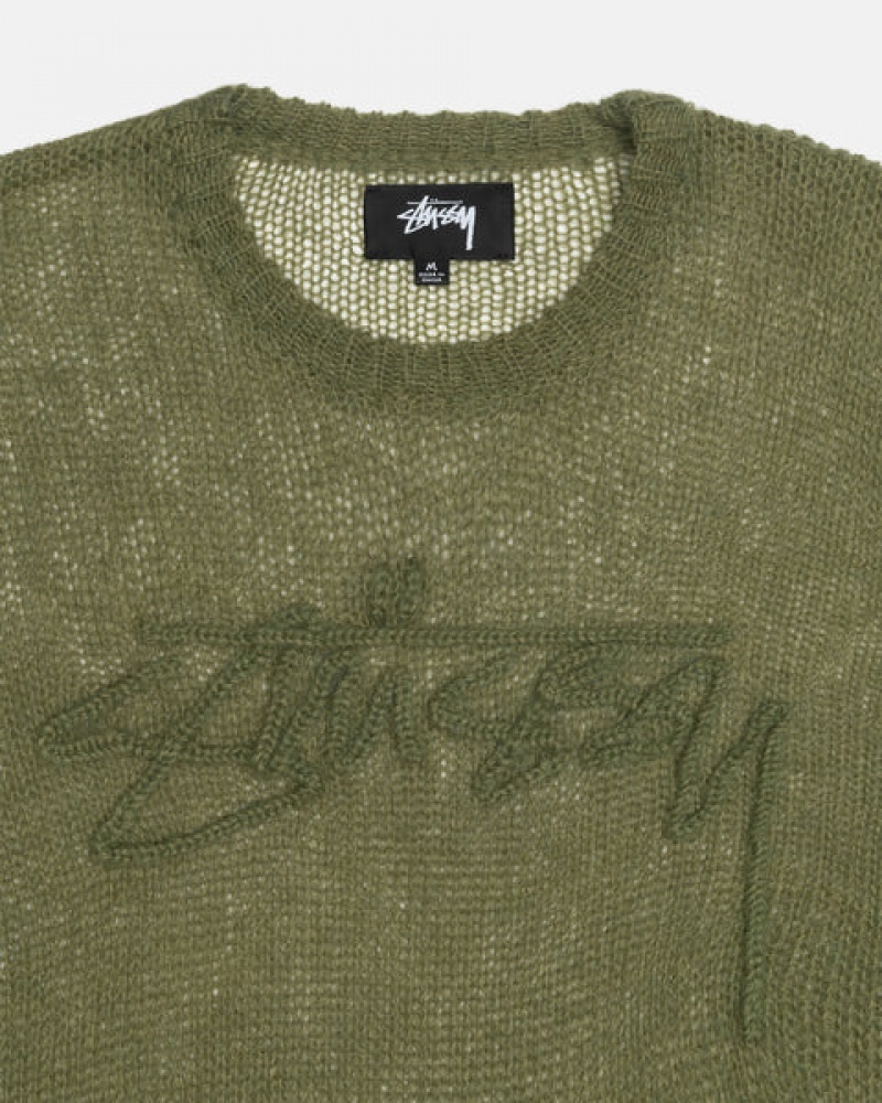 Pulovere Barbati Stussy Loose Knit Pulovere Masline Verzi | YXF-8563