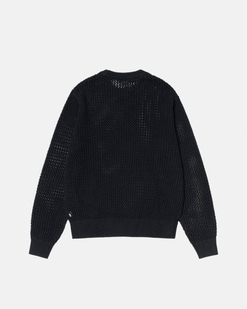 Pulovere Barbati Stussy Pigment Dyed Loose Gauge Knit Pulovere Negrii | AIO-3778