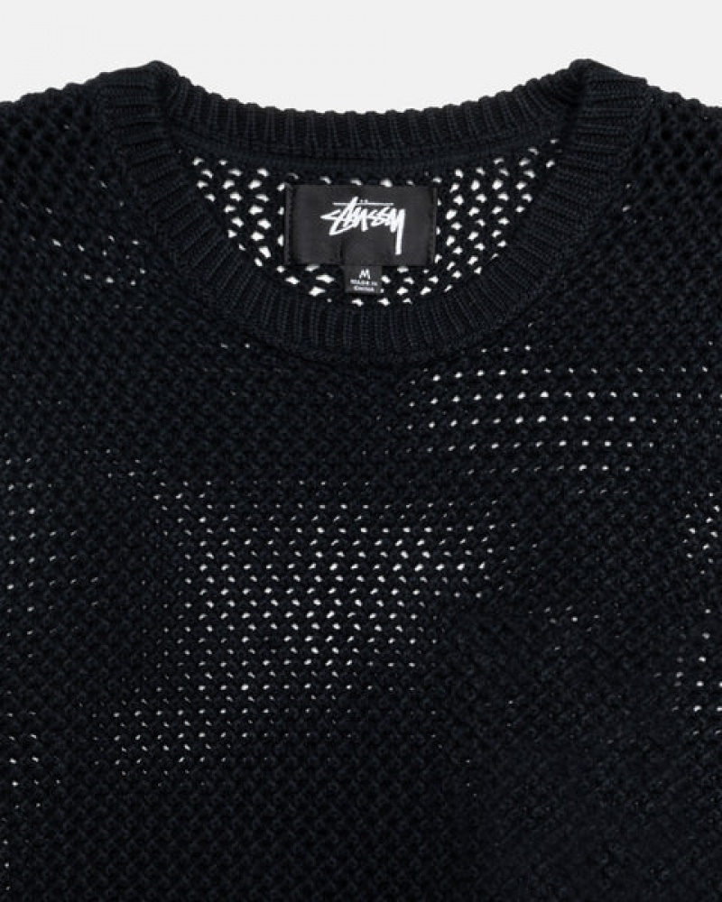 Pulovere Barbati Stussy Pigment Dyed Loose Gauge Knit Pulovere Negrii | AIO-3778