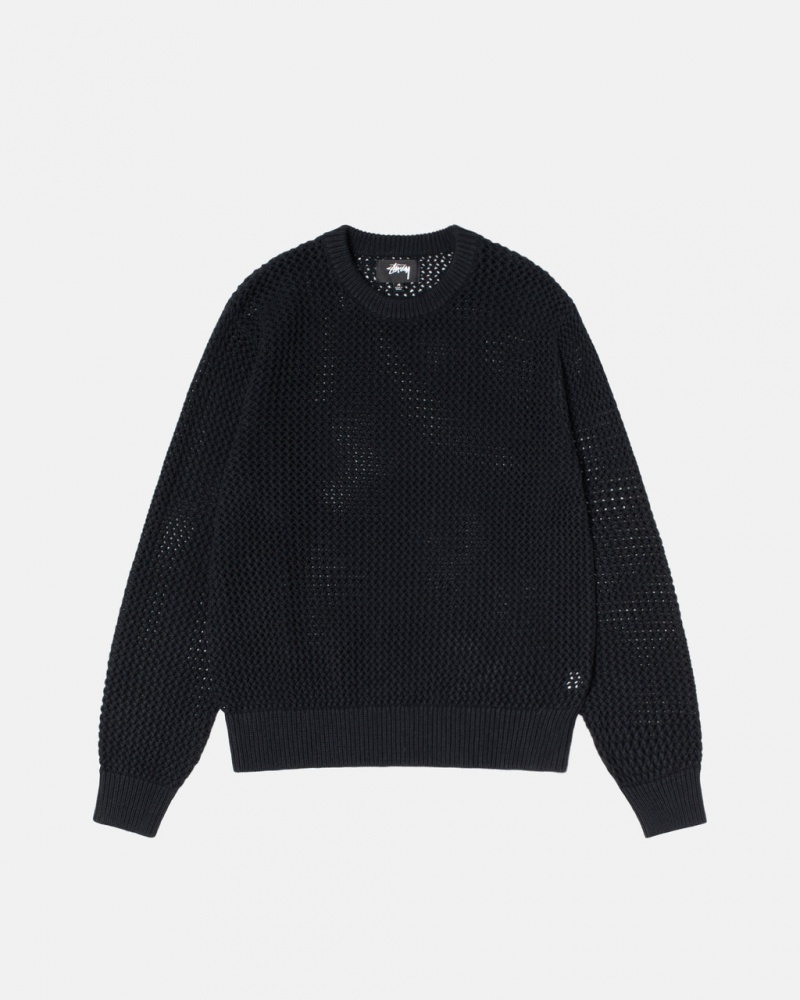 Pulovere Barbati Stussy Pigment Dyed Loose Gauge Knit Pulovere Negrii | AIO-3778