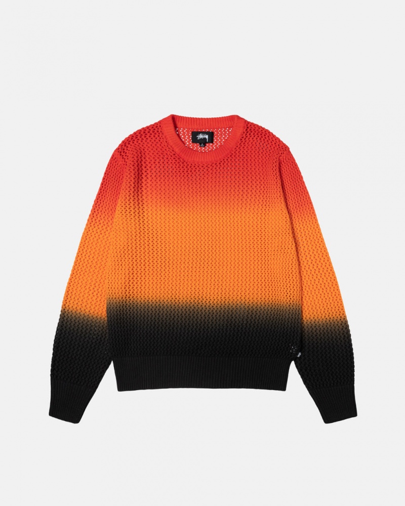 Pulovere Barbati Stussy Pigment Dyed Loose Gauge Knit Pulovere Negrii Rosii | VNT-4648