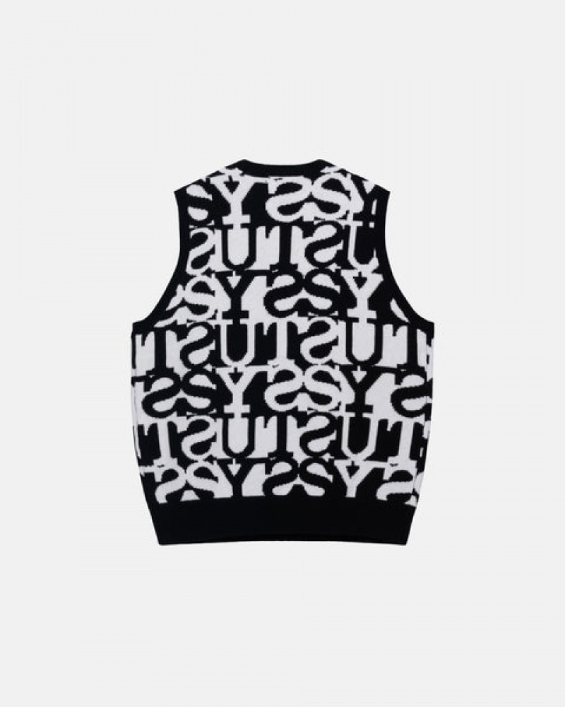 Pulovere Barbati Stussy Stacked Pulovere Vest Albi Negrii | RGS-4630