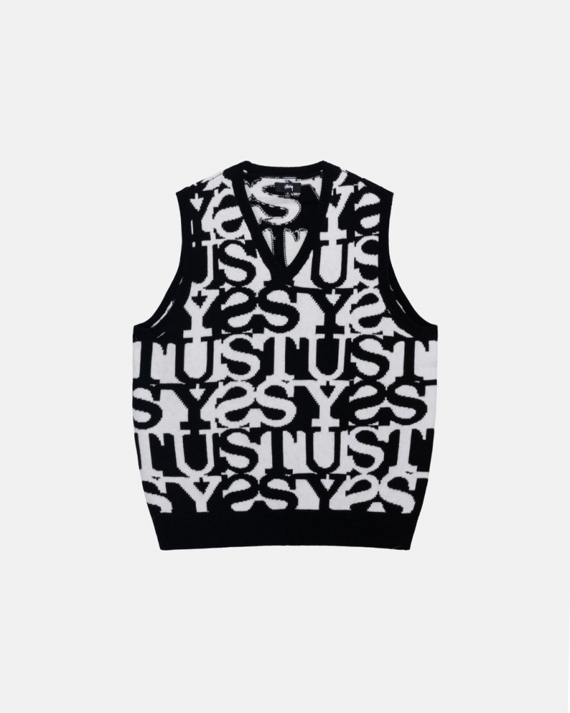 Pulovere Barbati Stussy Stacked Pulovere Vest Albi Negrii | RGS-4630