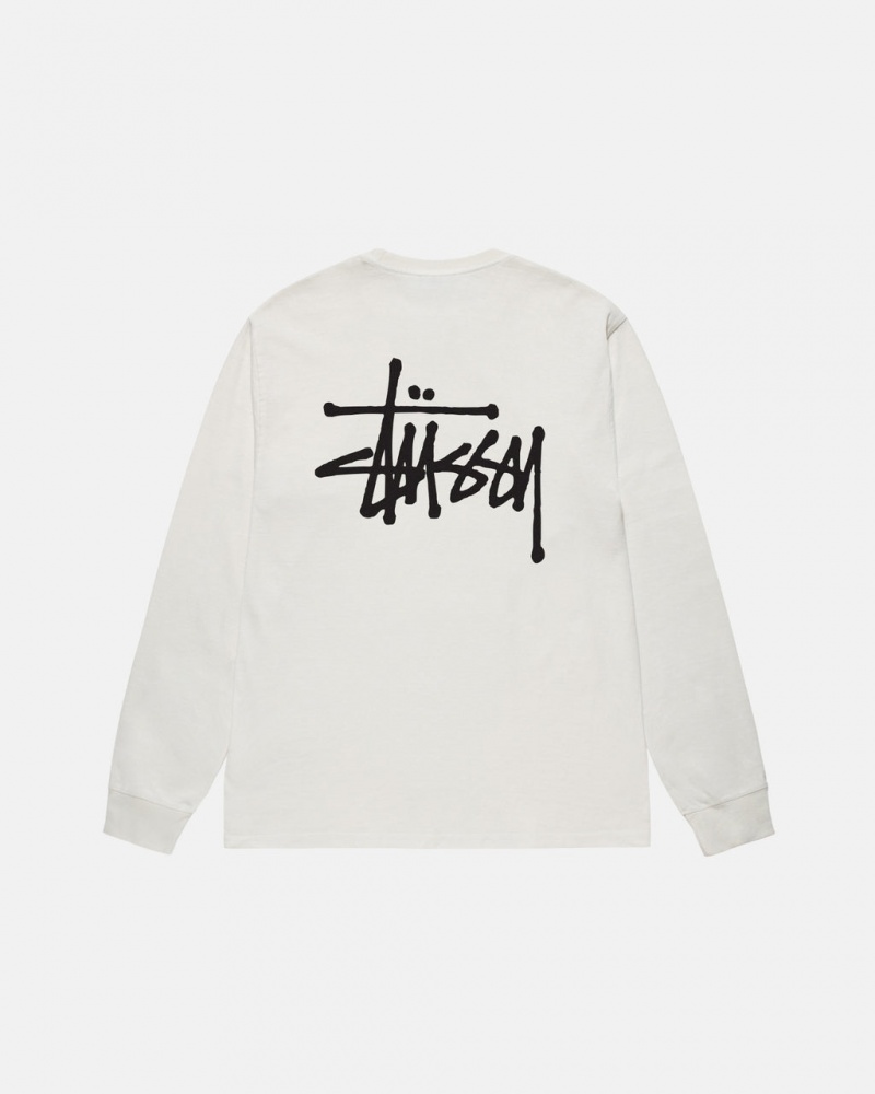 Tricou Barbati Stussy Basic Stussy LS Tee Pigment Dyed Bej | KRL-0858