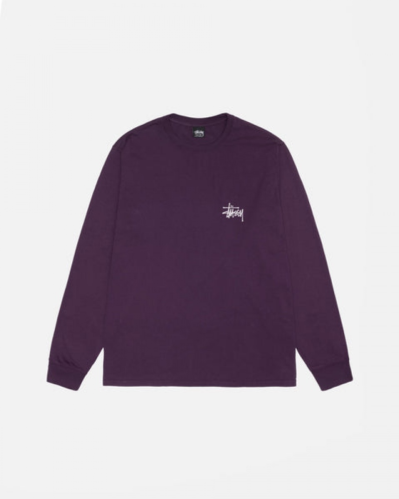 Tricou Barbati Stussy Basic Stussy LS Tee Pigment Dyed Violet | CYT-3269