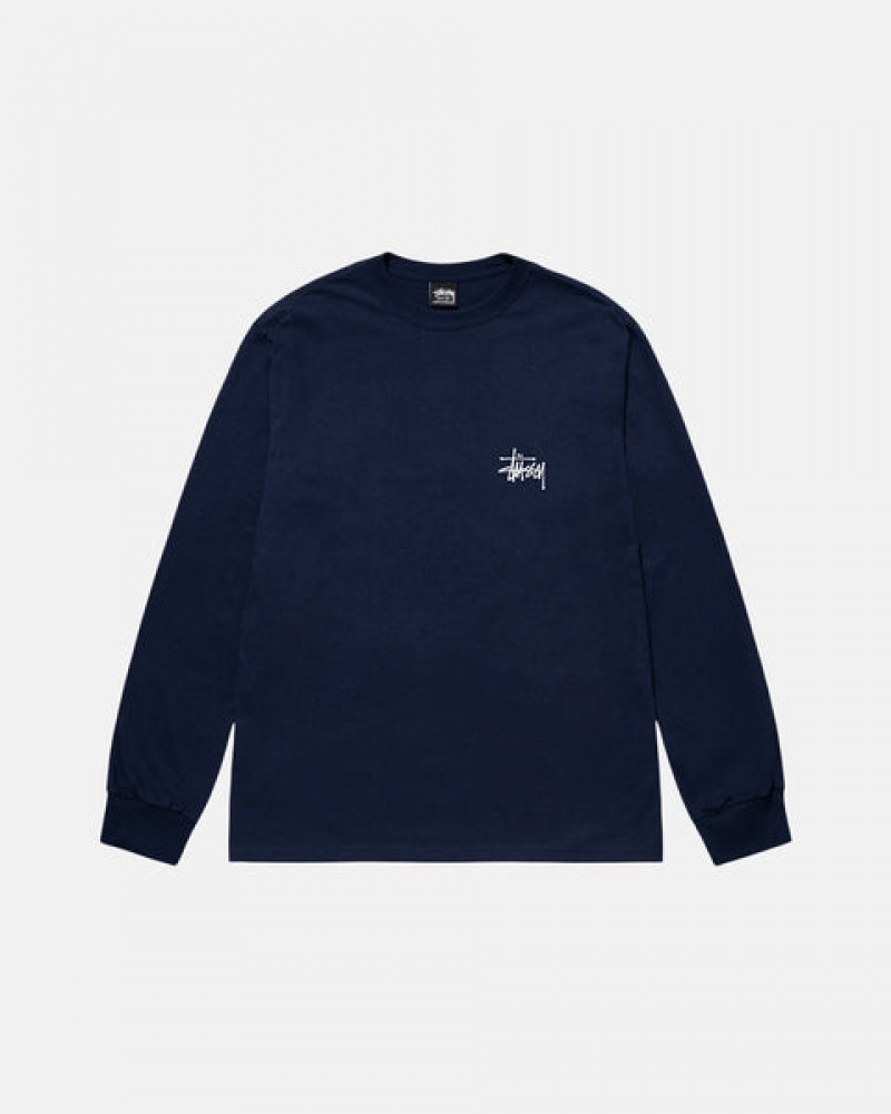 Tricou Barbati Stussy Basic Stussy Ls Tee Bleumarin | SAT-4095