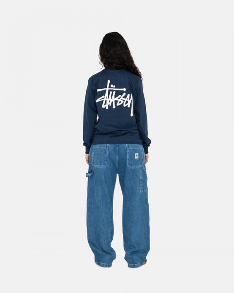 Tricou Barbati Stussy Basic Stussy Ls Tee Bleumarin | SAT-4095