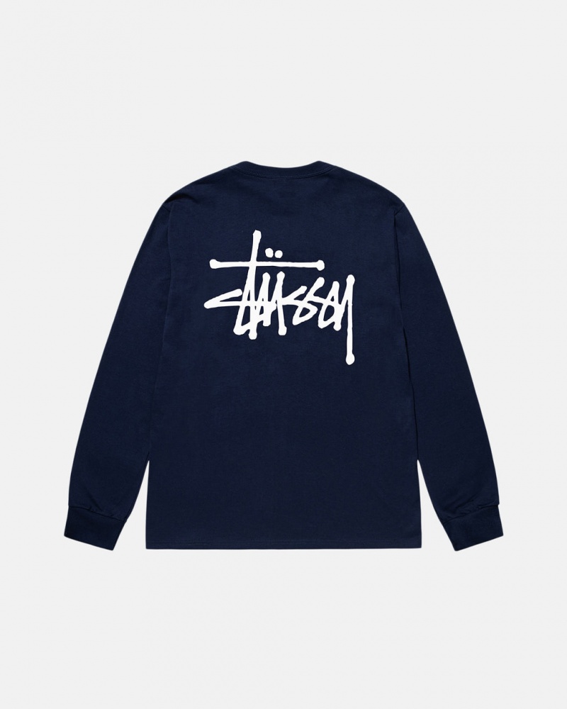 Tricou Barbati Stussy Basic Stussy Ls Tee Bleumarin | SAT-4095