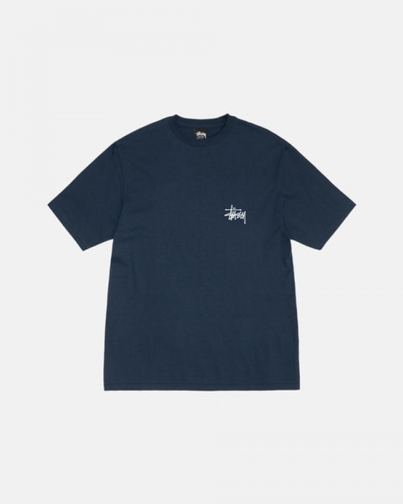 Tricou Barbati Stussy Basic Stussy Tee Bleumarin | IYH-6848