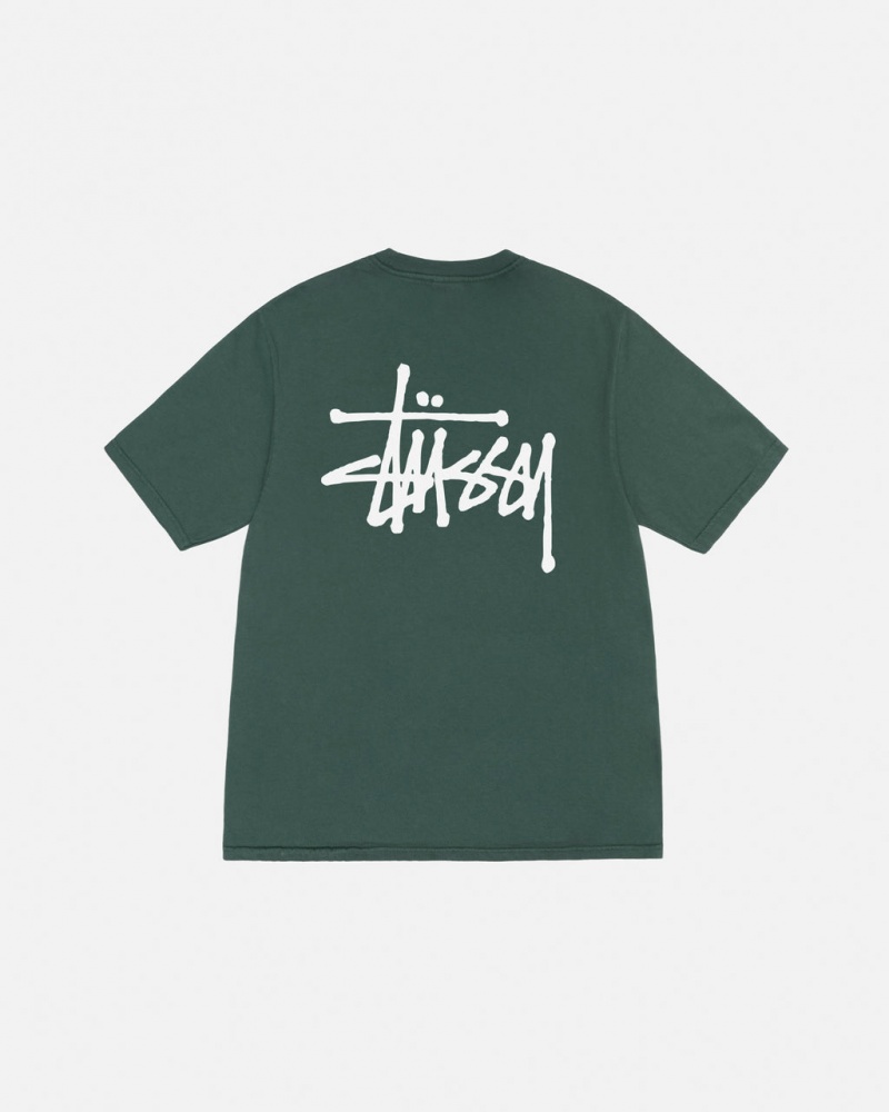 Tricou Barbati Stussy Basic Stussy Tee Pigment Dyed Verzi | ECY-9713