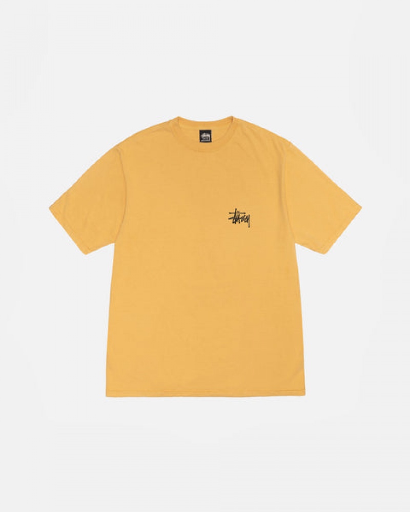 Tricou Barbati Stussy Basic Stussy Tee Pigment Dyed Galbeni | NDP-0115