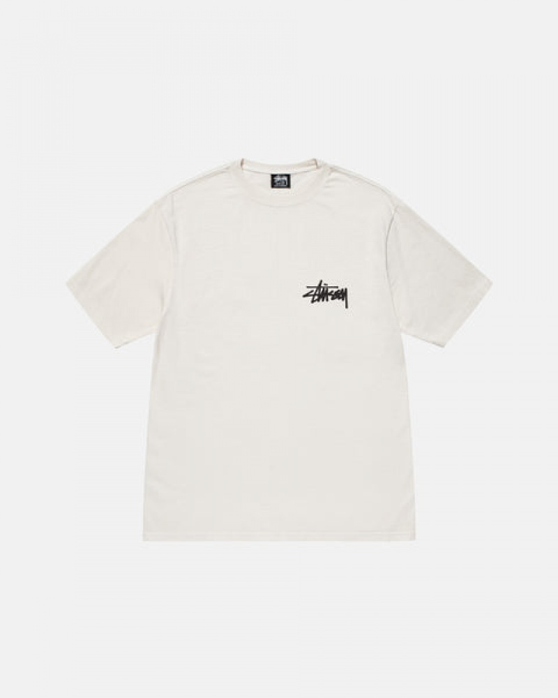 Tricou Barbati Stussy Old Phone Tee Pigment Dyed Bej | NXO-4643