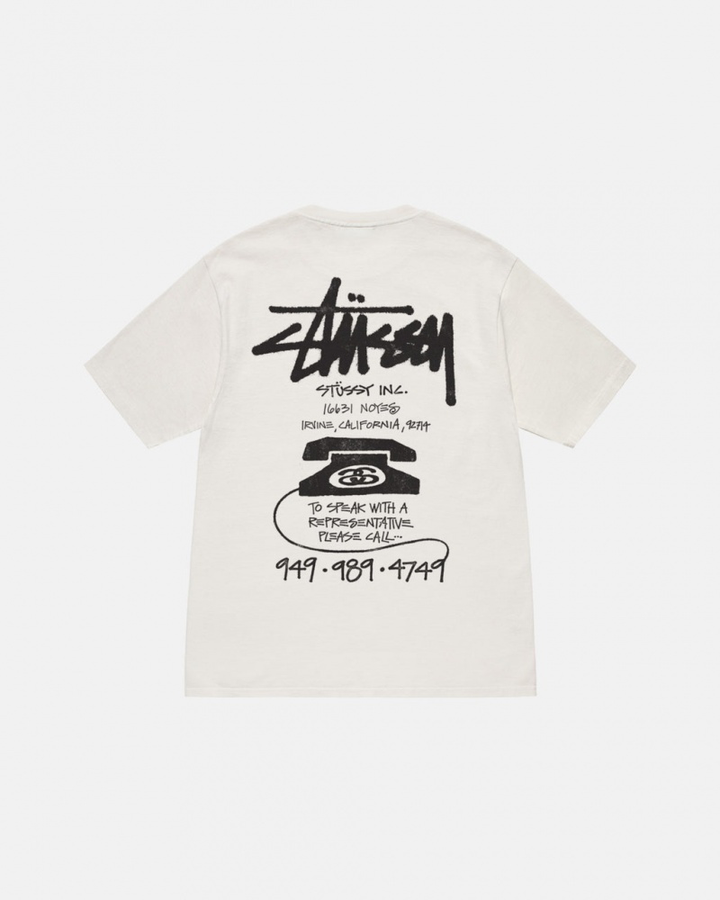 Tricou Barbati Stussy Old Phone Tee Pigment Dyed Bej | NXO-4643